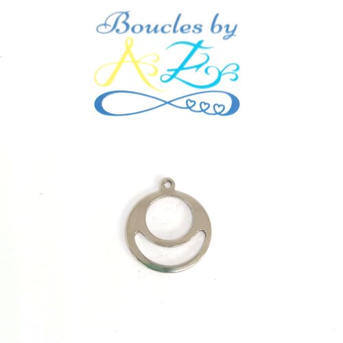 *breloque cercle argenté acier inoxydable ar16-6*