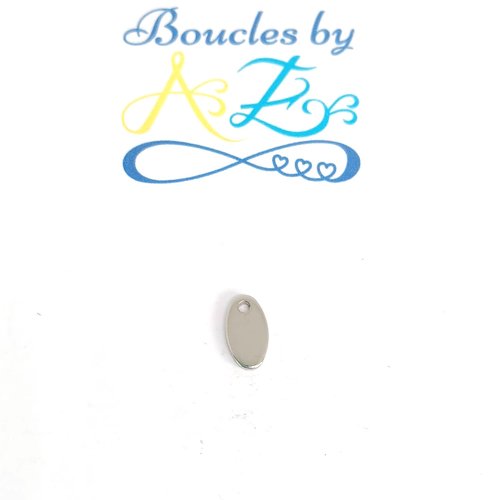 *breloque ovale argenté acier inoxydable ar17-4*