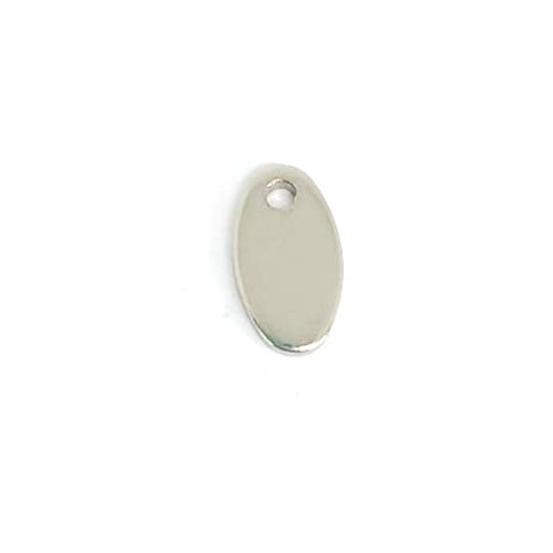 Breloque ovale argentée acier inoxydable 9x5mm ar17-4