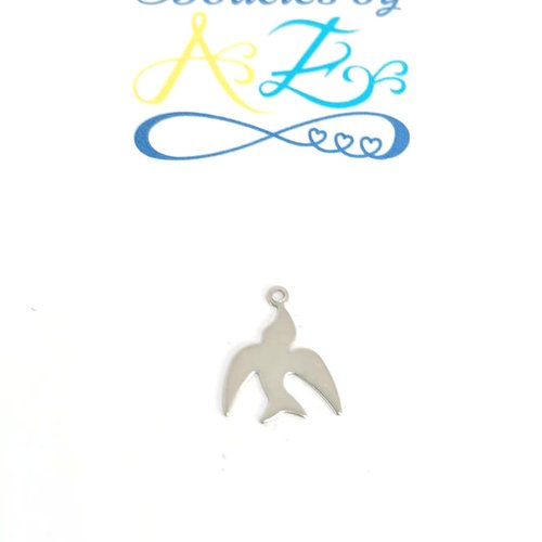 *breloque oiseau argenté acier inoxydable ar17-6*
