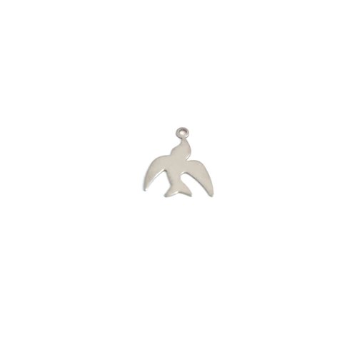 Breloque oiseau argenté acier inoxydable 14x11 mm ar17-6