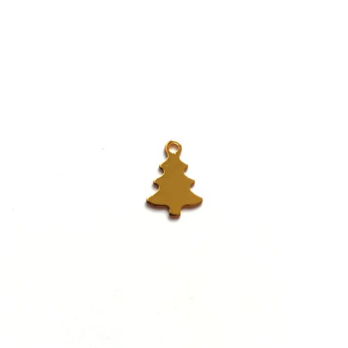 Breloque sapin doré acier inoxydable 12x8mm do13-5