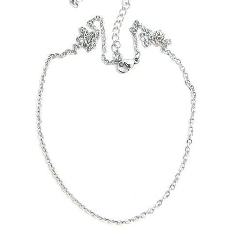 Collier maille ovale acier inox argenté 41cm sbr-73