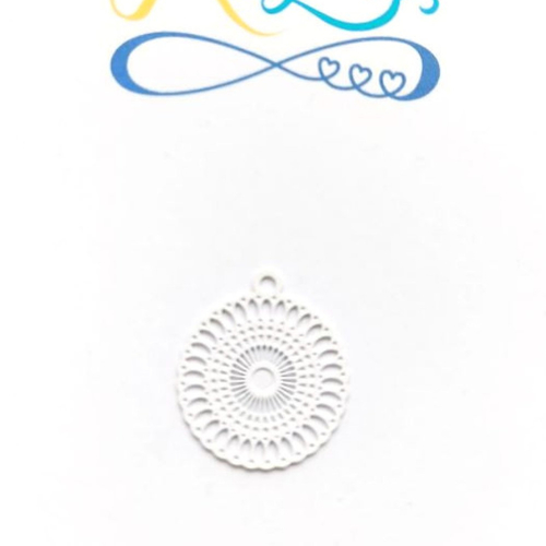 *lot estampe rosace blanche 21x18mm x10 lotblc14-8.*