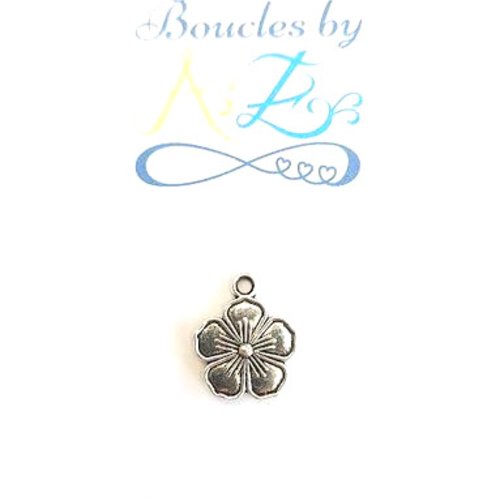 *lot breloque fleur argentée 16x13mm x10 lotar38-7*