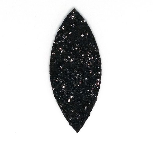 *estampe navette noire multicolore pailletée 59x25mm geno-83*
