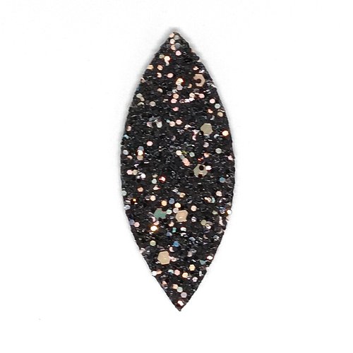 *estampe navette noire multicolore pailletée 59x25mm geno-84*