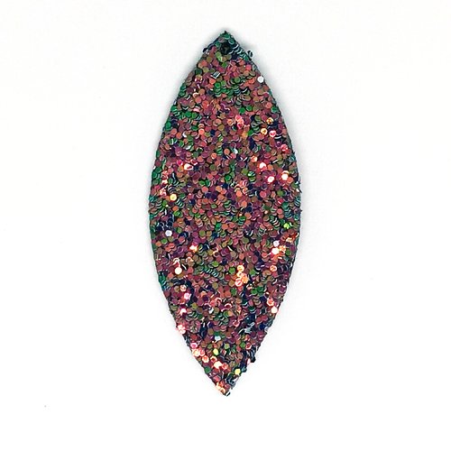 *estampe navette bleue multicolore pailletée 59x25mm geble-99*