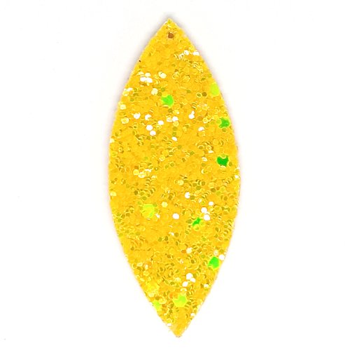 *estampe navette jaune multicolore pailletée 59x25mm geja-74*