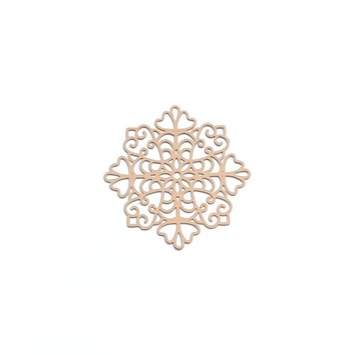 Estampe filigrane flocon de neige beige en métal 38mm x1 ou x10 geblc-42