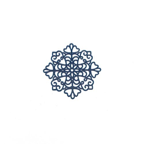Estampe filigrane flocon de neige bleu marine en métal 38mm x1 ou x10 geble-48