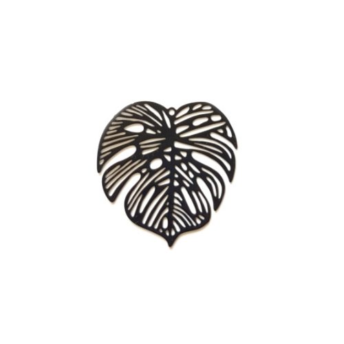 Estampe filigrane feuille noire en métal 32mm x1 ou x10 geno-55