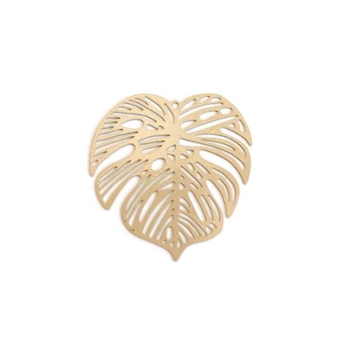 Estampe filigrane feuille beige en métal 32mm x1 ou x10 geblc-6