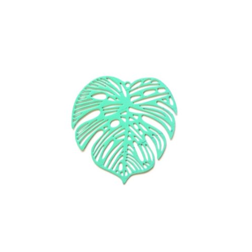 Estampe filigrane feuille turquoise 32mm getu-34
