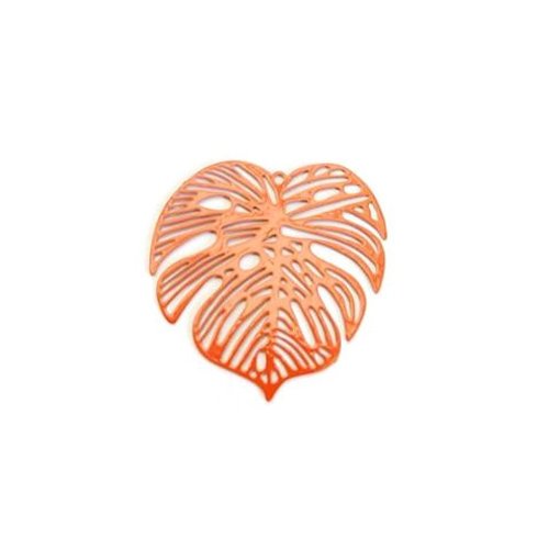 Estampe filigrane filigrane feuille orange en métal 32mm x1 ou x10 geor-18