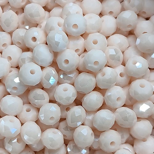 Perles rondelles à facettes beiges 6x5mm x30 pblc1-11
