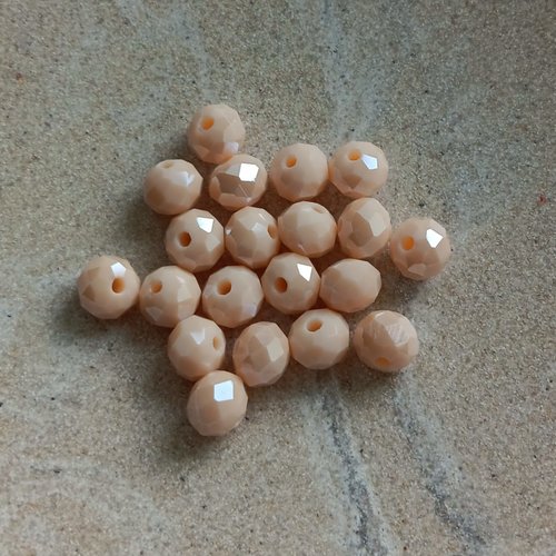 Perles à facettes beiges 8x6mm x20 pblc1-12