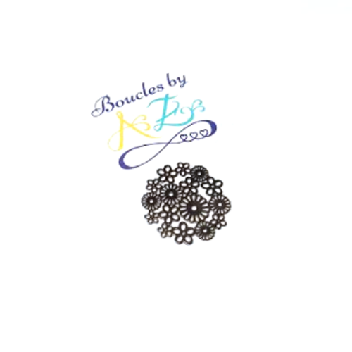 *estampe rond fleuri noir 22mm no11-3.*