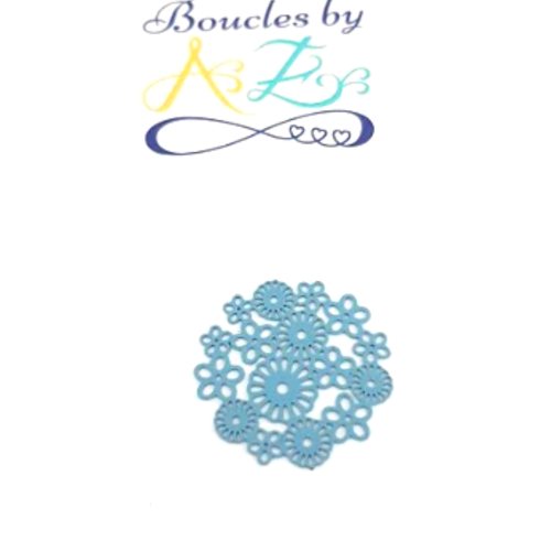 *estampe rond fleuri bleu 22mm ble25-6.*