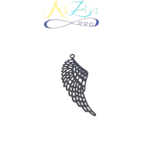 Estampe filigrane aile d'ange bleu marine 32x12mm ble25-9
