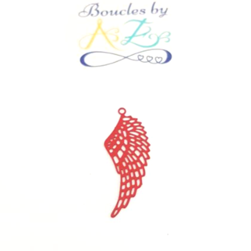Estampe filigrane aile d'ange rouge 32x12mm rou15-5