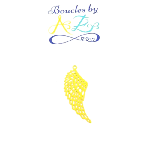 *estampe aile d'ange jaune 32x12mm ja14-10.*