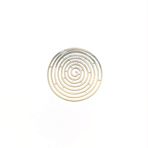 Estampe filigrane ronde motif spirale argentée en métal 40mm x1 ou x10 ea6-7