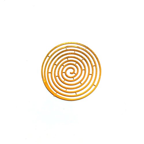 Estampe filigrane ronde motif spirale dorée en métal 40mm x1 ou x10 gedo-31