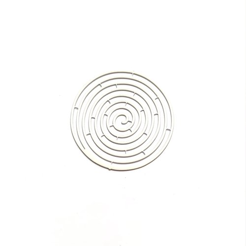 Estampe filigrane ronde, spirale blanche en métal 40mm x1 ou x10 geblc-31