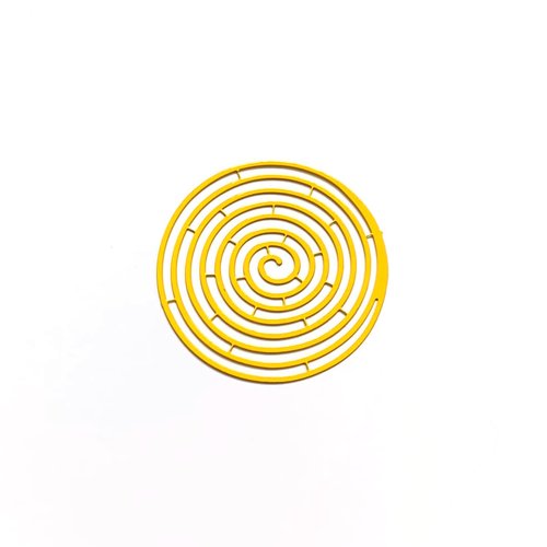 Estampe filigrane ronde spirale jaune 40mm geja-34