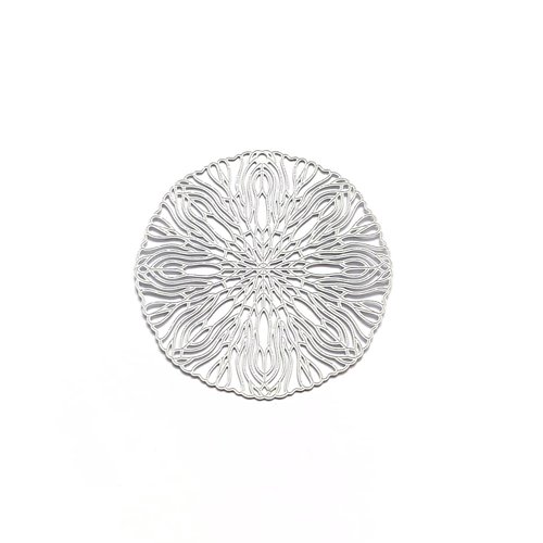 Estampe filigrane ronde blanche en métal 40mm x1 ou x10 geblc-35