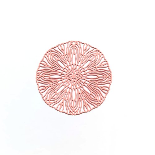 Estampe filigrane ronde rose en métal 40mm x1 ou x10 geros-39