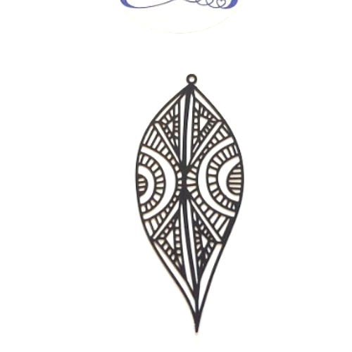 Estampe filigrane feuille noire 58x25mm geno-51