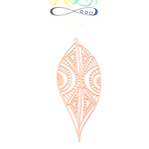 Estampe filigrane feuille rose 58x25mm geros-56