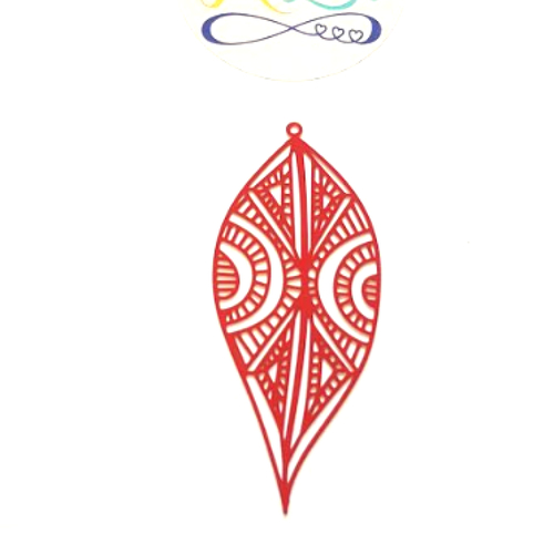Estampe filigrane feuille rouge 58x25mm gerou-36