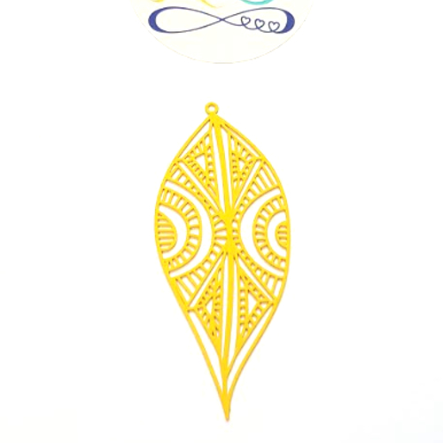 Estampe filigrane feuille jaune 58x25mm geja-52