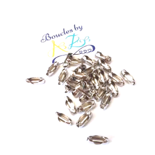 Fermoir connecteur argenté pour chaîne à billes 10x4mm x20 dest100