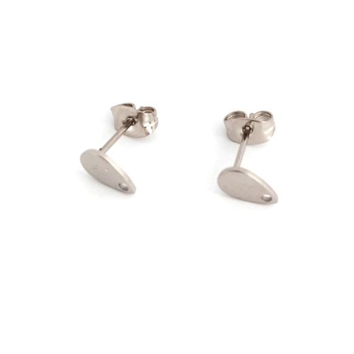 Clous d'oreilles gouttes argentées en acier inox sbopu-29