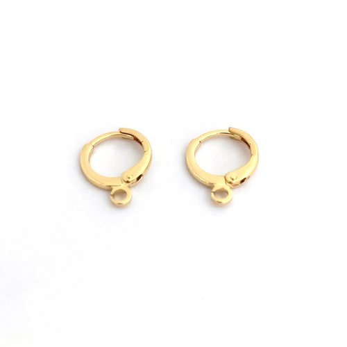 Supports boucles d'oreilles dormeuses rondes en laiton plaqué or 18k sbodo-31