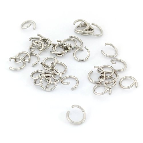 Anneaux de jonction argentés acier inox 6x0,8 mm x50 ou x500 app-168