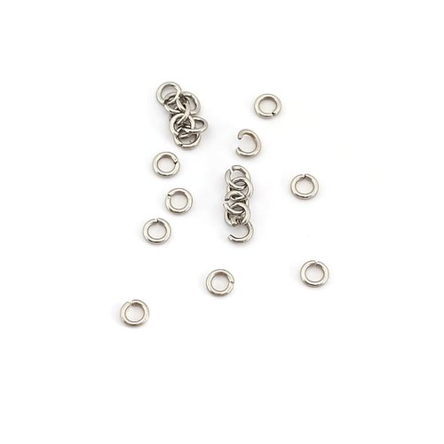 Anneaux de jonction argentés acier inox 4x0,8 mm x50 ou 500 app-173