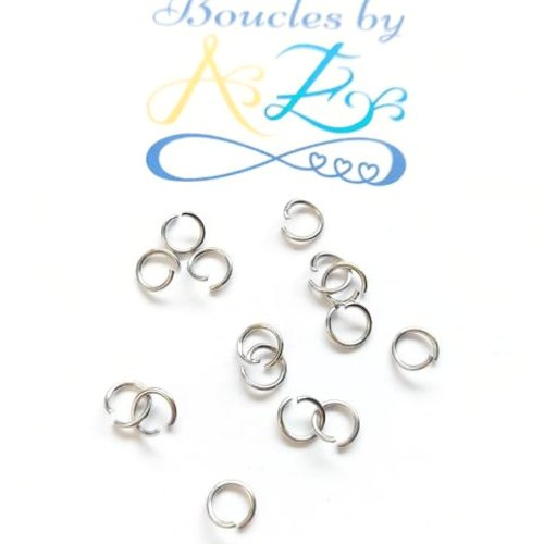 Anneaux de jonction argentés acier inox 6x0,8mm x50 app-196