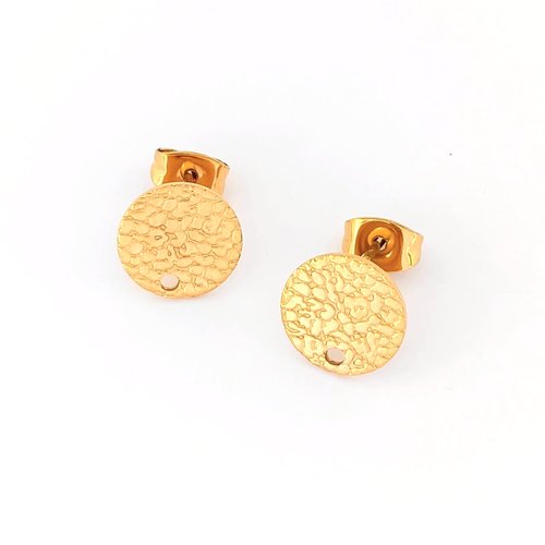Clous d'oreilles ronds dorés en acier inoxydable 10mm sbopu-71