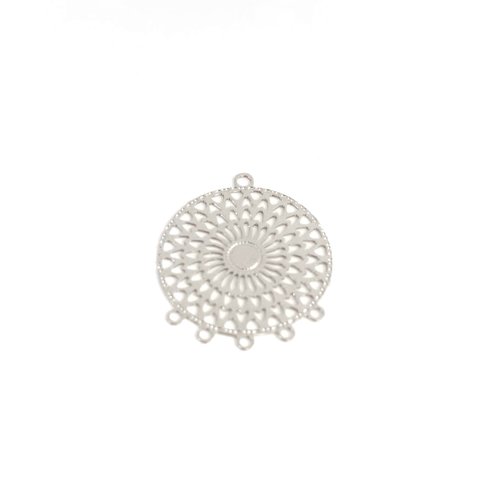 Estampe ronde connecteur argentée 24x20mm ar12-10