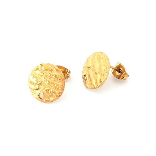 Clous d'oreilles ronds dorés en acier inoxydable 12mm sbopu-103