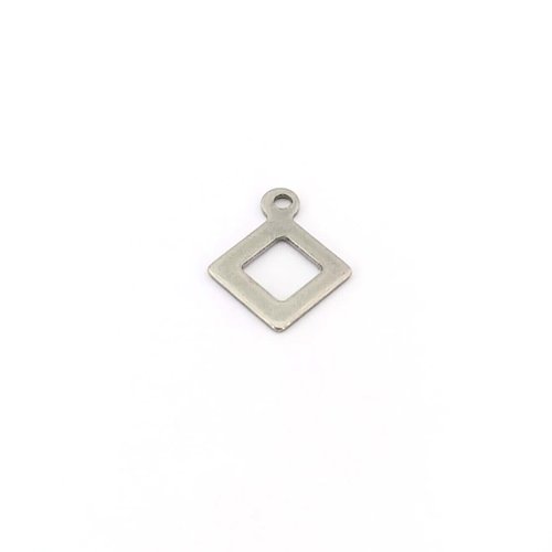 Breloque losange argenté acier inox 12x9mm ar3-3
