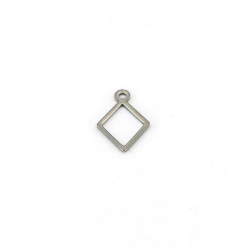 Breloque losange argenté acier inox 14x9mm ar3-5