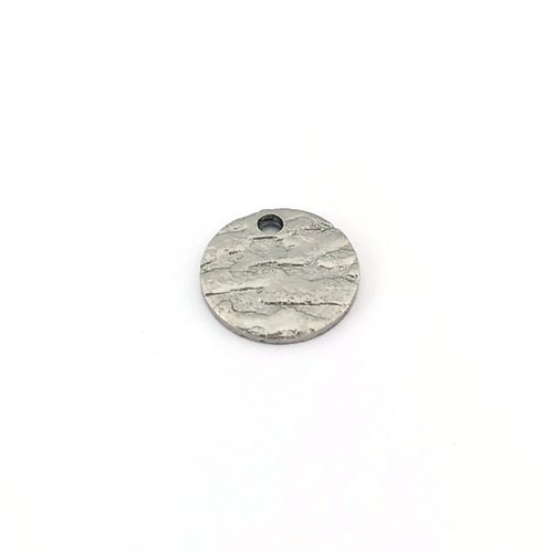 Sequin rond effet texturé argenté 10mm acier inox ar6-9