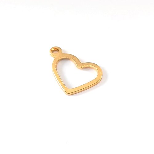 Breloque coeur doré acier inox 10x13mm do6-1