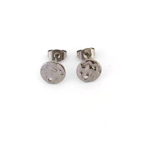 Clous d'oreilles argentés en acier inoxydable 8mm sbopu-96